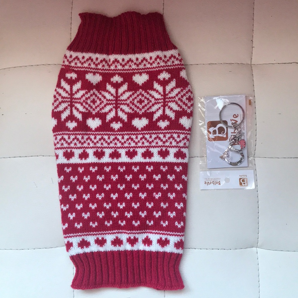 NWOT Kitten/Puppy Sweater & Keychain!